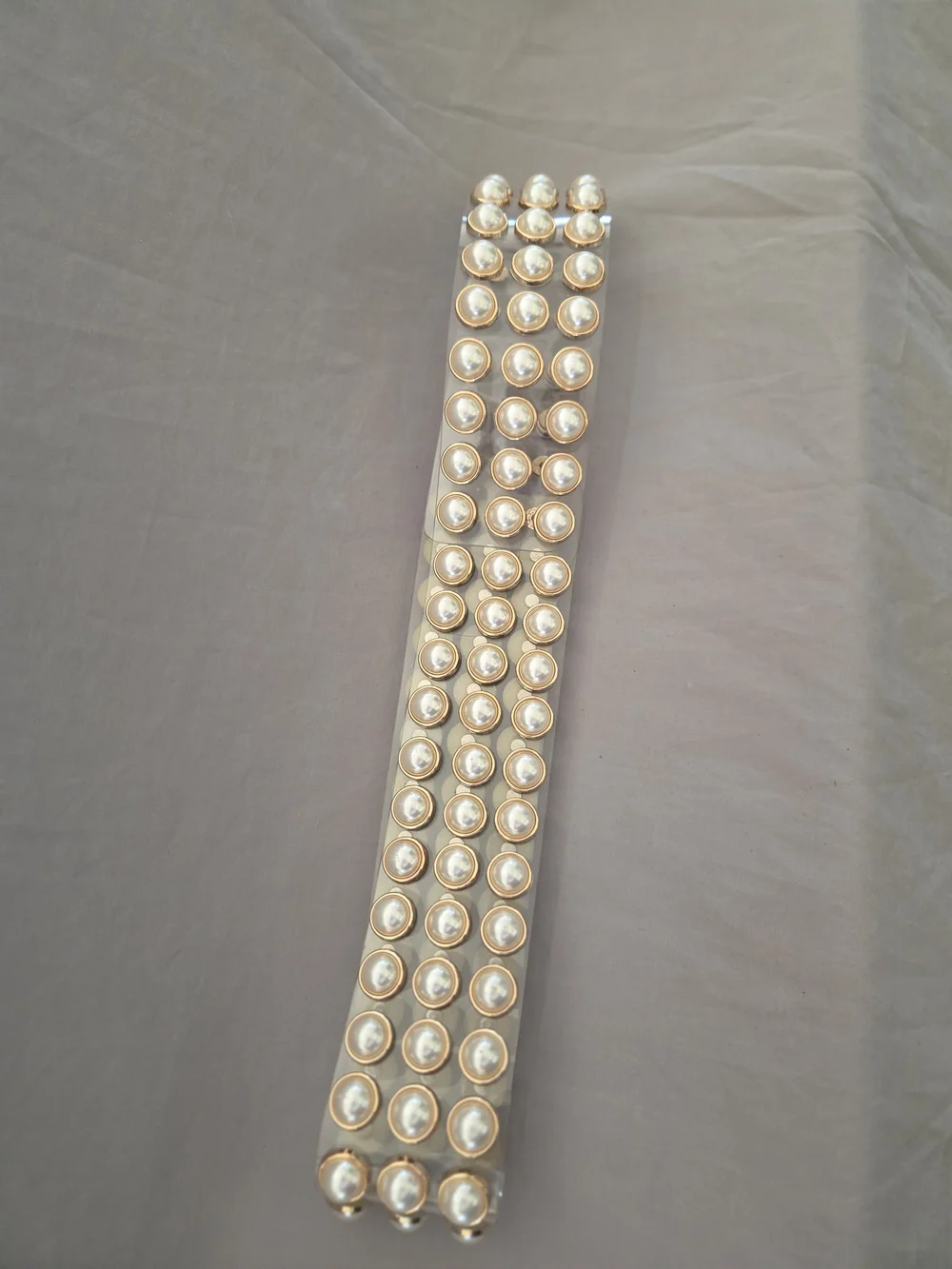 Pearl And Gold Embellished Clear Belt
